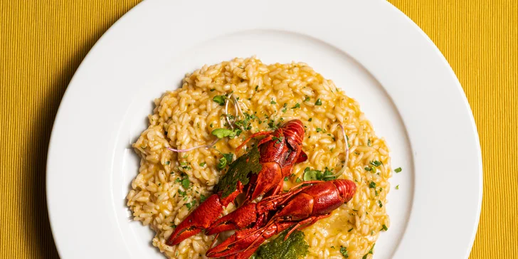 Chuť moře od italských kuchařů pro dva: risotto z garnátů, těstoviny s humrem i zmrzlina
