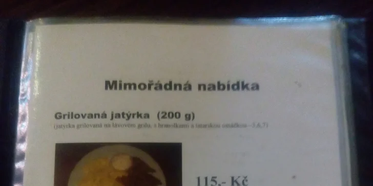 Grilovaná jatýrka s hranolky a tatarskou omáčkou pro 1 či 2 osoby