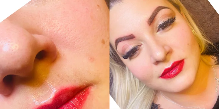 Permanentní make-up očních linek, obočí pudrovou metodou nebo akrylové rty