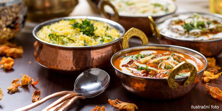 Pikantní a tajemná indická kuchyně: menu dle výběru pro 4 osoby