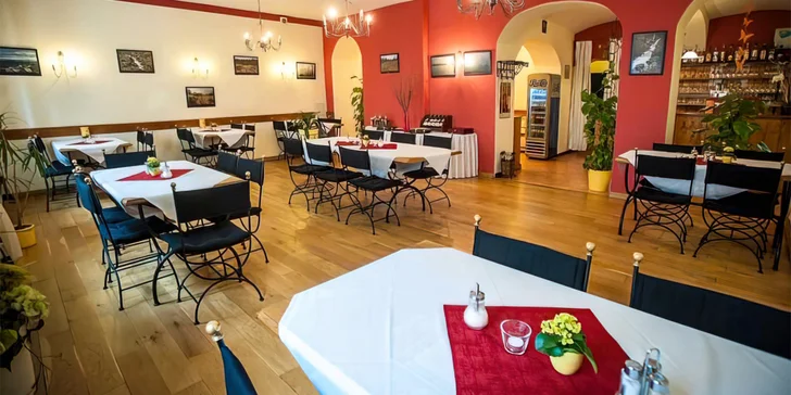 Čtyřchodové menu v restauraci Galerie Třeboň pro 1 či 2 osoby: rybí polévka, candát i lívanečky