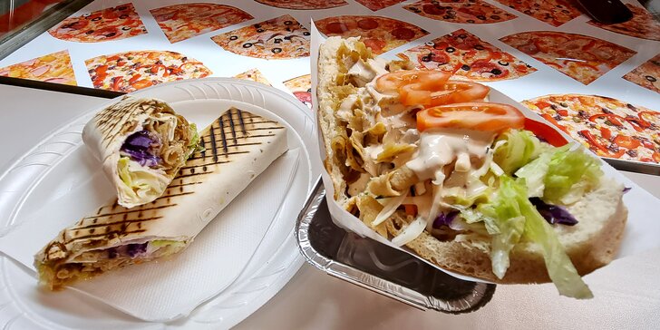 Kebab, falafel či pizza ve Strašnicích s sebou: v tortille, pita chlebu i skupinová porce s nápojem