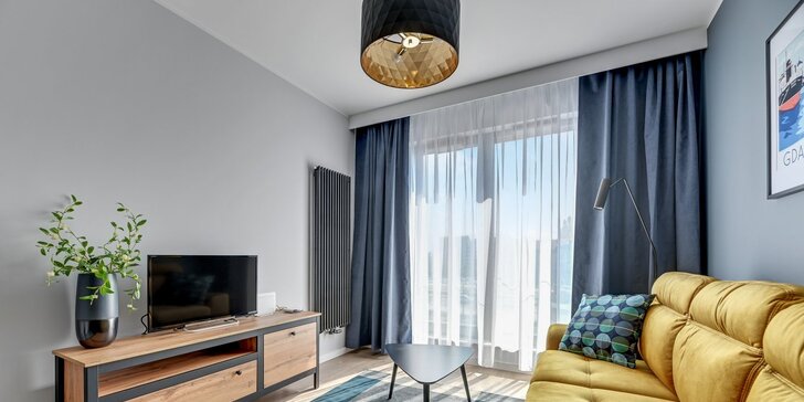 Moderní apartmán v Gdaňsku: snídaně či polopenze a denně wellness