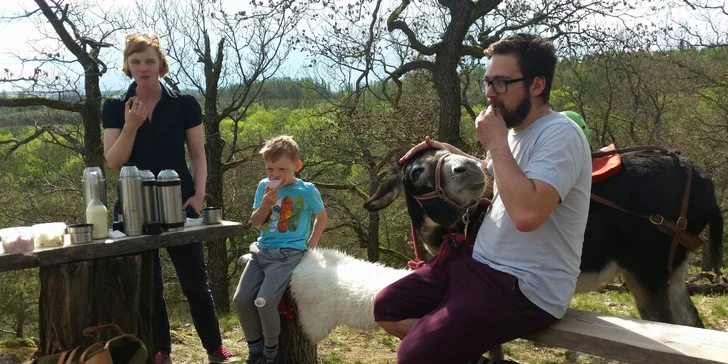 Rodinná návštěva Oslí stezky: prohlídka farmy, výlet nebo i túra s piknikem