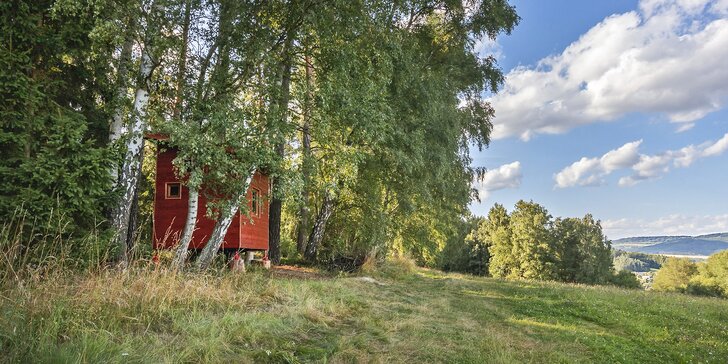 Romantika v souznění s přírodou: dřevěný domeček na samotě u lesa v Podkrkonoší
