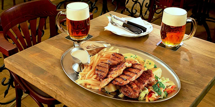 Steakový mixgrill pro dva z kuchyně restaurace Zubajda