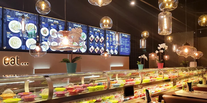 Running sushi: 2 h neomezené konzumace rolek, mořských plodů i dezertů