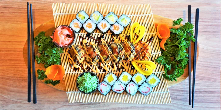 Pestré a efektně servírované sushi sety v centru Brna: 22–64 ks vč. smažených