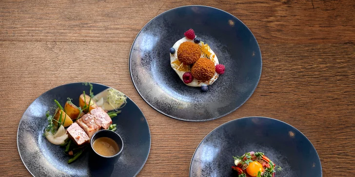 Tříchodové degustační menu v pivovarské restauraci Monopol s degustačním pivním setem