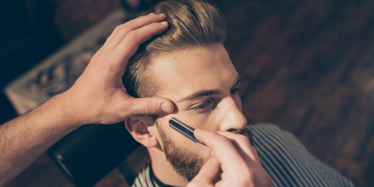 Balíček péče v barber shopu i permanentka: střih vlasů, úprava obočí i vousů