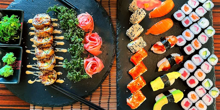 Sushi sety s 18–69 rolkami v centru Olomouce: losos, krevety, úhoř i kaviár nebo krab