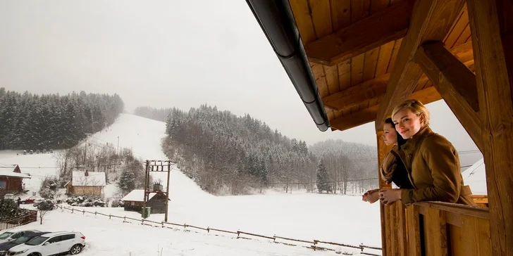 Dolní Lomná v Beskydech: rodinné apartmány s kuchyňkou i hodinka v privátním wellness a polopenze