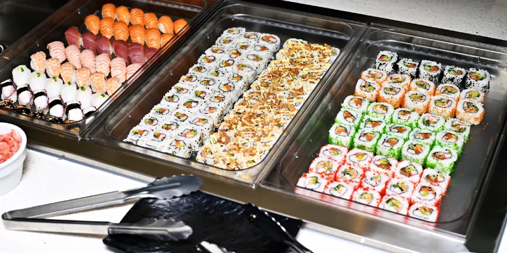 Snězte, co můžete v Bufet GoWok na Smíchově: luxusní sushi, wok i grill speciality a nápoj