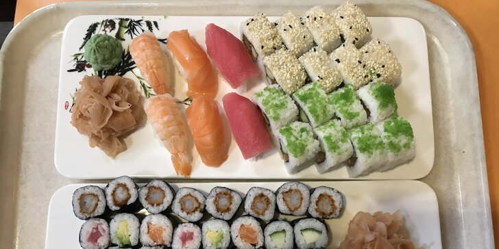 Japonsko v Liberci: sushi sety s 22–54 rolkami s tuňákem, lososem a krevetami i s polévkami a závitky