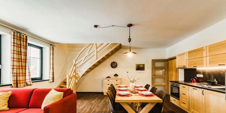 Pobyt na Modravě: ubytování v apartmánu až pro 9 osob a voucher do kavárny