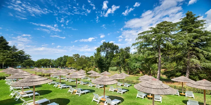 Dovolená v Poreči na Istrii: hotel 100 m od pláže, bazény, polopenze+ a 1 dítě do 11,9 let zdarma