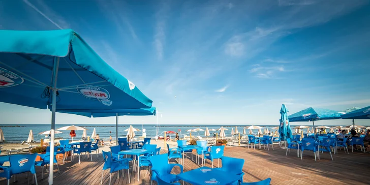 Italské Lido di Pomposa: mobilní domek pro 5 osob, kemp s vlastní pláží a s bazény