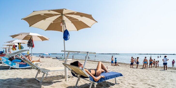 Italské Lido di Pomposa: mobilní domek pro 5 osob, kemp s vlastní pláží a s bazény