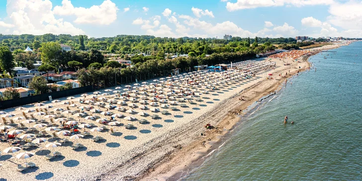 Italské Lido di Pomposa: mobilní domek pro 5 osob, kemp s vlastní pláží a s bazény