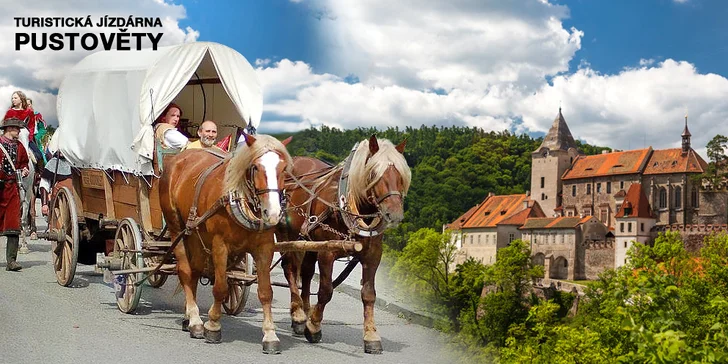 Rodinná jízda koňským povozem na Křivoklátsku