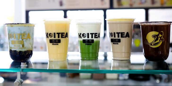 Mléčný i ovocný čaj Koi Tea dle výběru: passion fruit, mango, karamelový mléčný čaj i matcha latte