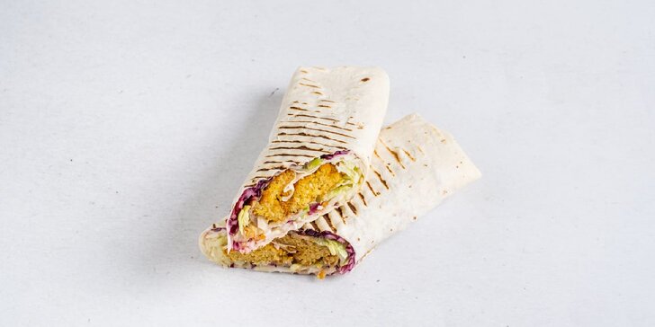 Vegetariánský kebab v tortille: falafel nebo hallumi sýr i nápoj podle výběru