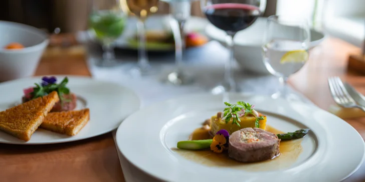 Degustační menu v klasicistním zámečku i vstup do wellness pro 2 osoby