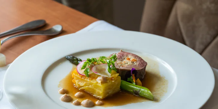 Degustační menu v klasicistním zámečku i vstup do wellness pro 2 osoby