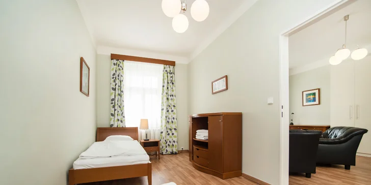 Královské Vinohrady až pro 6 osob: moderní apartmán s kuchyňkou a snídaně