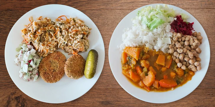 Velké veganské menu: polévka, hlavní chod, salát i domácí buchta