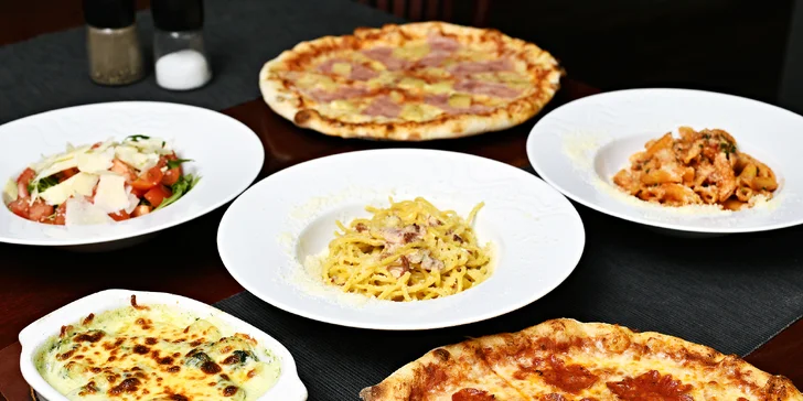 Pizza, těstoviny nebo salát podle výběru a sleva na domácí limonády pro dva