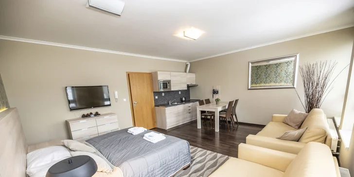 Krásné apartmány v Harrachově se vstupy do rozsáhlé wellness zóny Grotta Spa