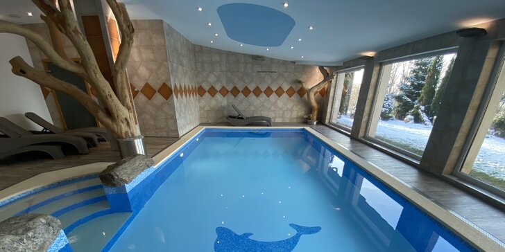 Luxus v pohádkovém Podlesí: pokoj LUX, polopenze, bazén a vířivka