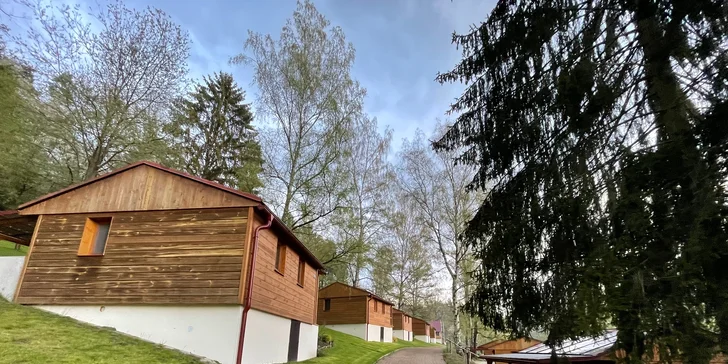 Chatky s terasou v Posázaví: snídaně, luxusní degustační večeře i privátní koupání venku s občerstvením