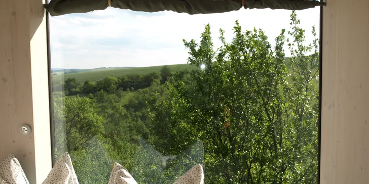 Pobyt s parádním výhledem v moderním posedu mezi korunami stromů na Slovácku