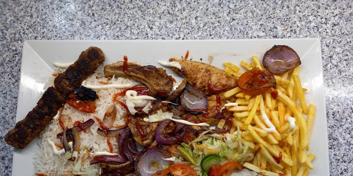 Šiš kebab, döner, dürüm i masový mix grill s přílohou pro 1 nebo 2 osoby