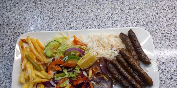 Kebab, döner, dürüm i masový mix grill s přílohou pro 1 nebo 2 osoby