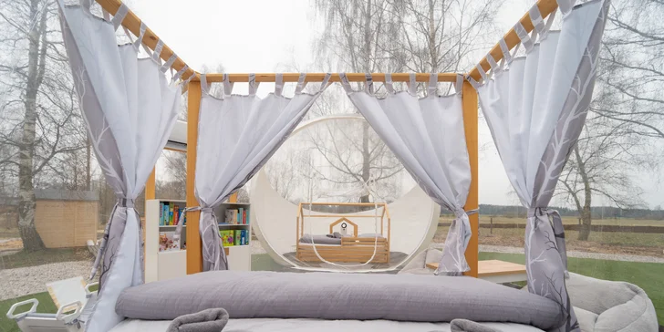 Parádní glamping V bublině: neomezený relax ve finské sauně a výhled na hvězdy