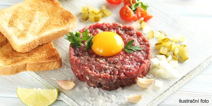 180g nebo 360g tatarák na český či italský způsob i křupavé topinky
