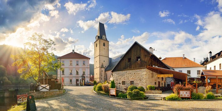 Romantika nebo rodinná pohoda v Rožmberku: polopenze, privátní wellness i prohlídka pivovar