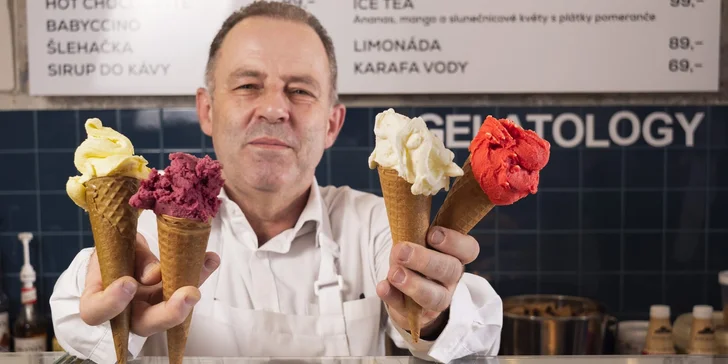 Zmrzlina a káva podle výběru v Gelatology pod Pražským hradem