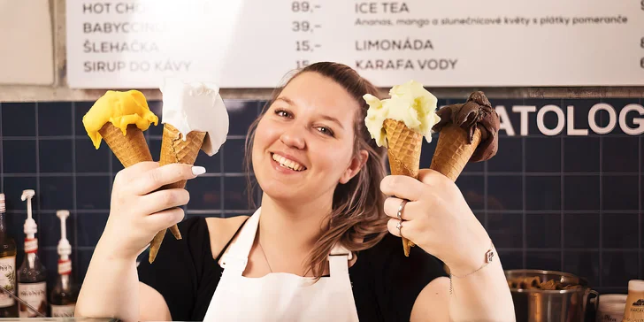 Zmrzlina a káva podle výběru v Gelatology pod Pražským hradem