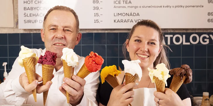Zmrzlina a káva podle výběru v Gelatology pod Pražským hradem