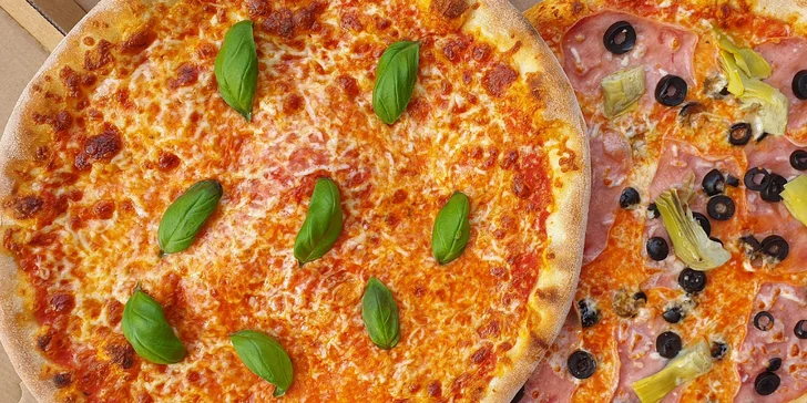 Jedna či dvě pizzy a třeba i nápoje dle výběru: šunková, slaninová i vegetariánská či tvarůžková