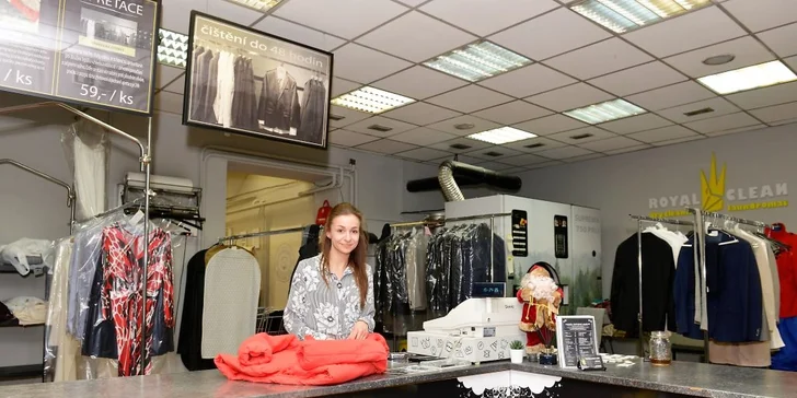 Profesionální čistírenské služby Royal clean: vouchery v hodnotě 500, 900, 1200 či 1500 Kč