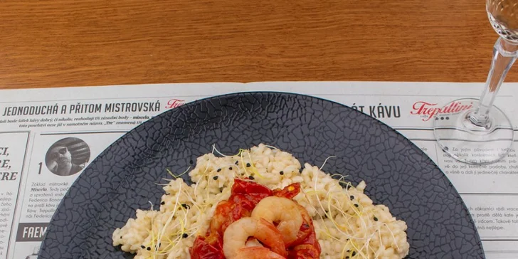 Romantické degustační menu pro dva: prosecco, fritované papričky i rizoto a babiččin štrúdl s kávou