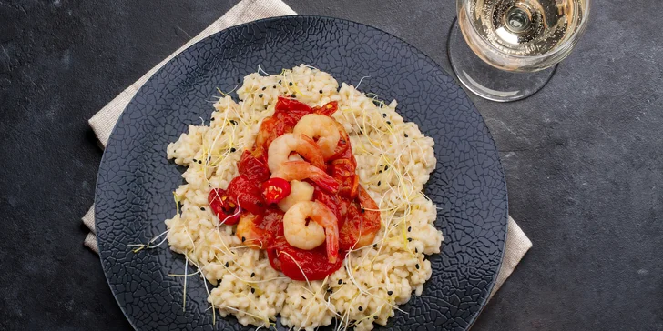 Romantické degustační menu pro dva: prosecco, fritované papričky i rizoto a babiččin štrúdl s kávou