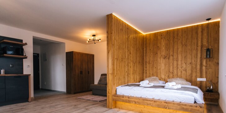 Luxusní nové apartmány v srdci Liptova až pro 6 osob a 60 minut privátního wellness