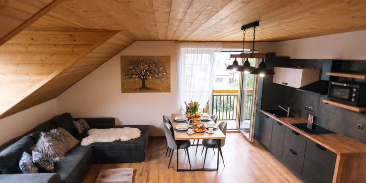 Luxusní studia a apartmány v srdci Liptova až pro 6 osob a 60 minut privátního wellness