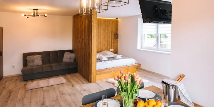 Luxusní studia a apartmány v srdci Liptova až pro 6 osob a 60 minut privátního wellness